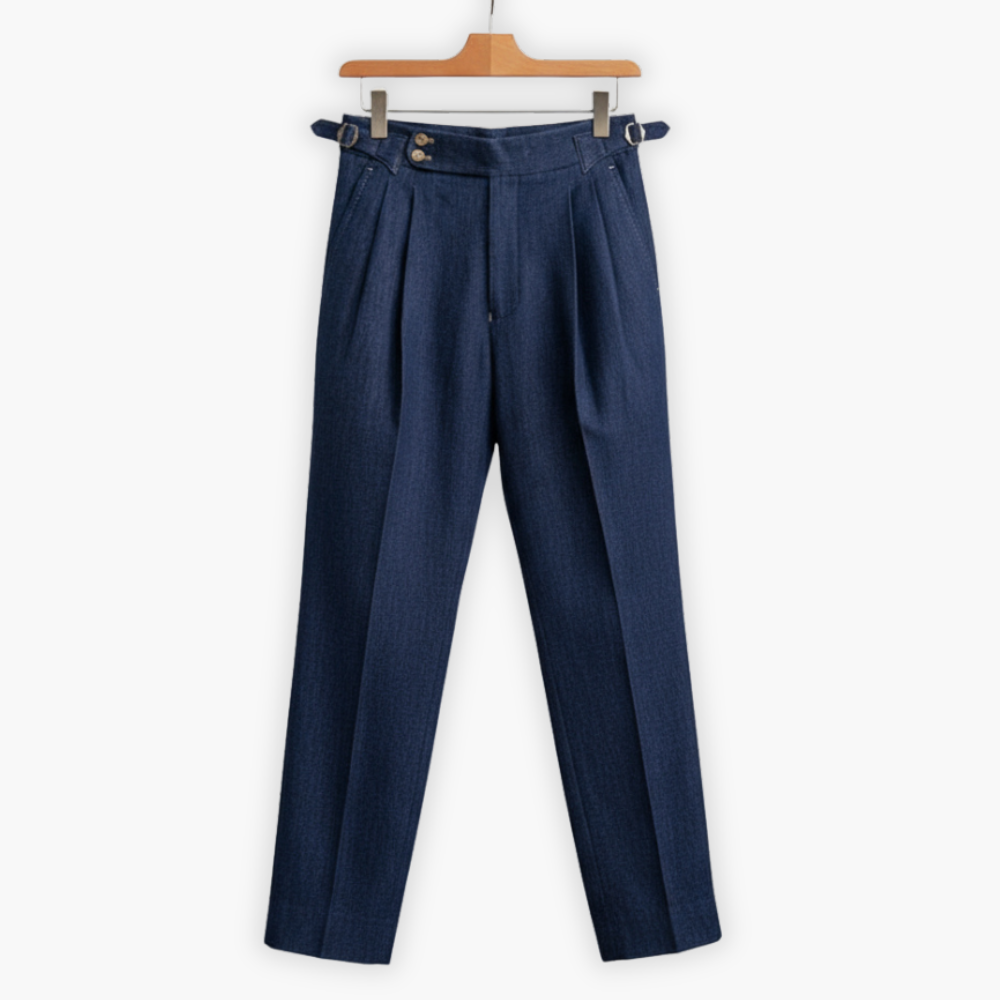 High-Waist Denim Trousers