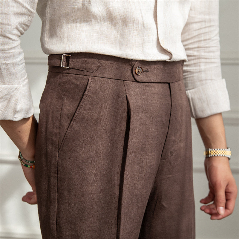 100% Linen Pleated Trousers