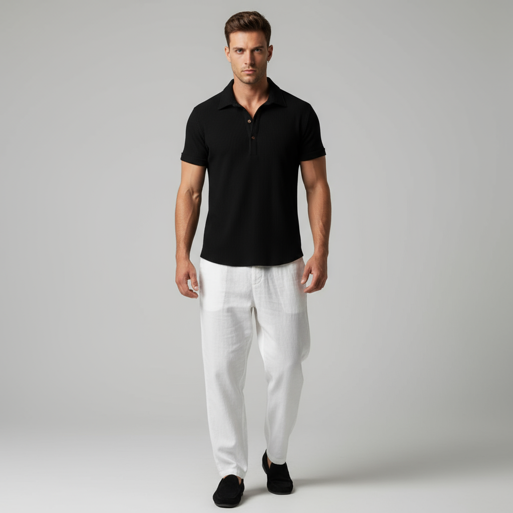 Textured Waffle Polo