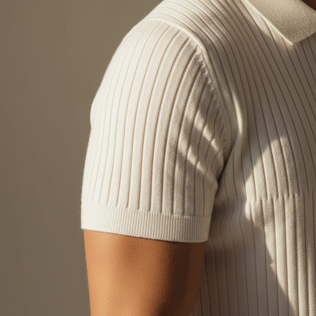 Ribbed V-Neck Polo