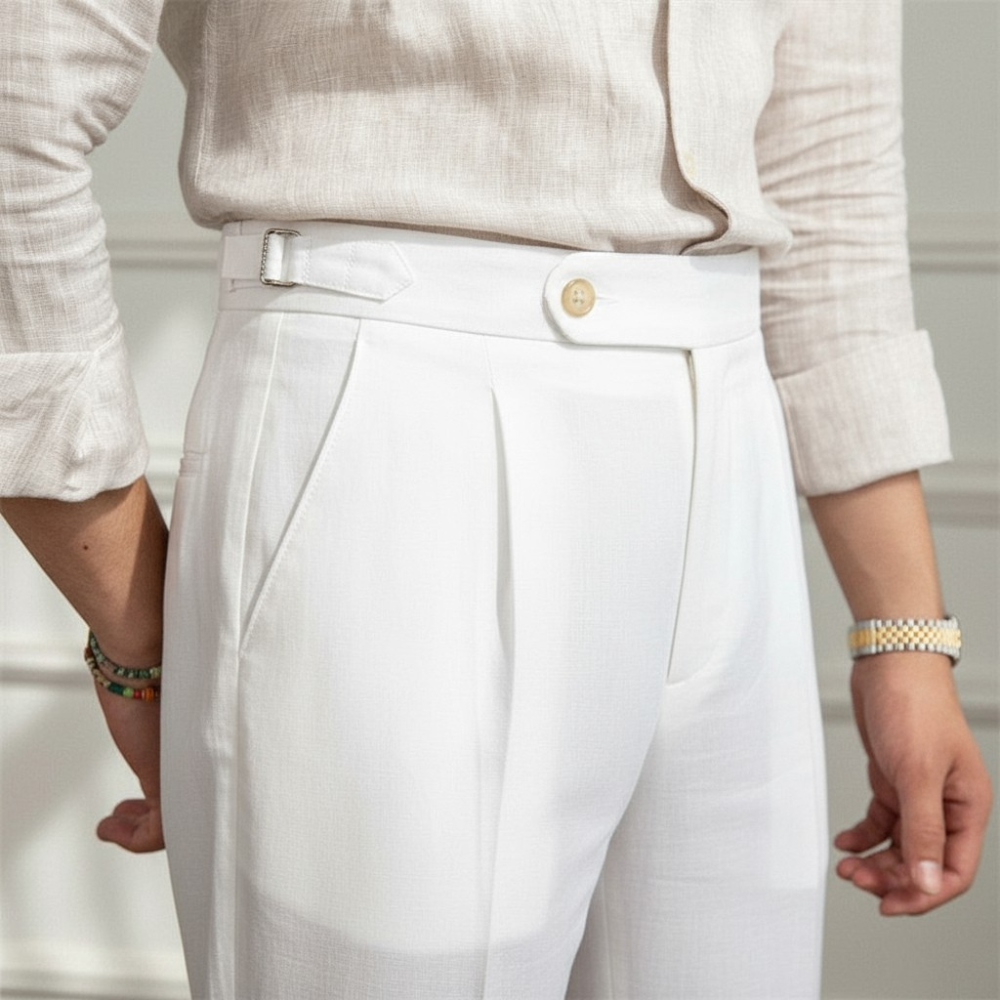 100% Linen Pleated Trousers