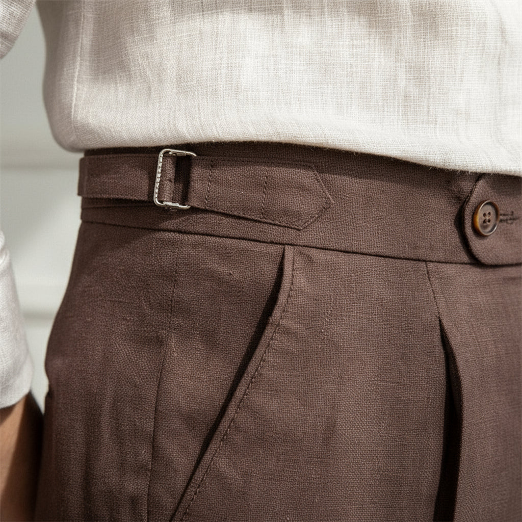 100% Linen Pleated Trousers