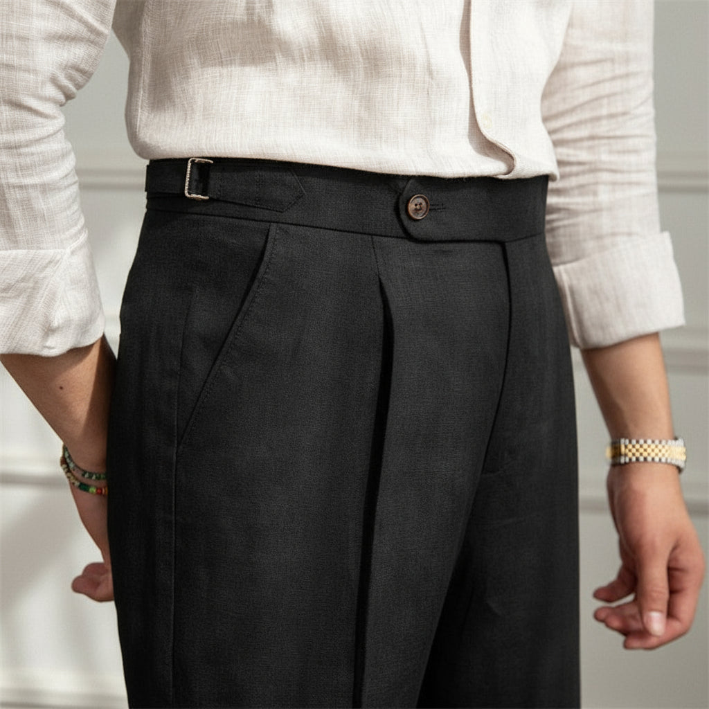 100% Linen Pleated Trousers