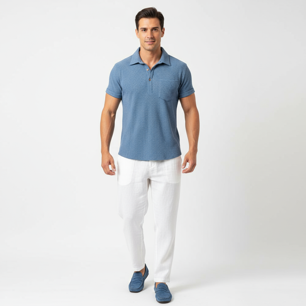 Textured Waffle Polo