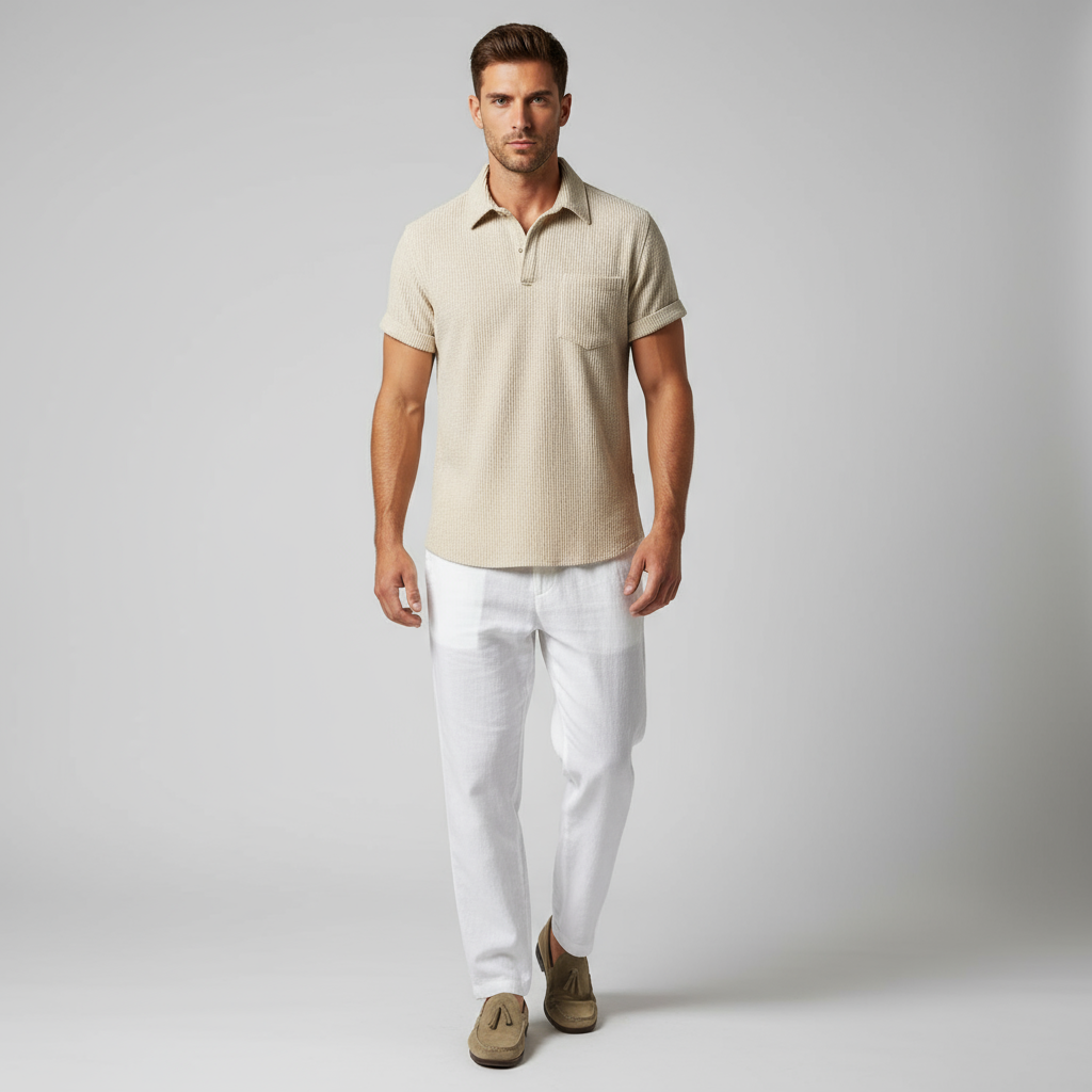 Textured Waffle Polo