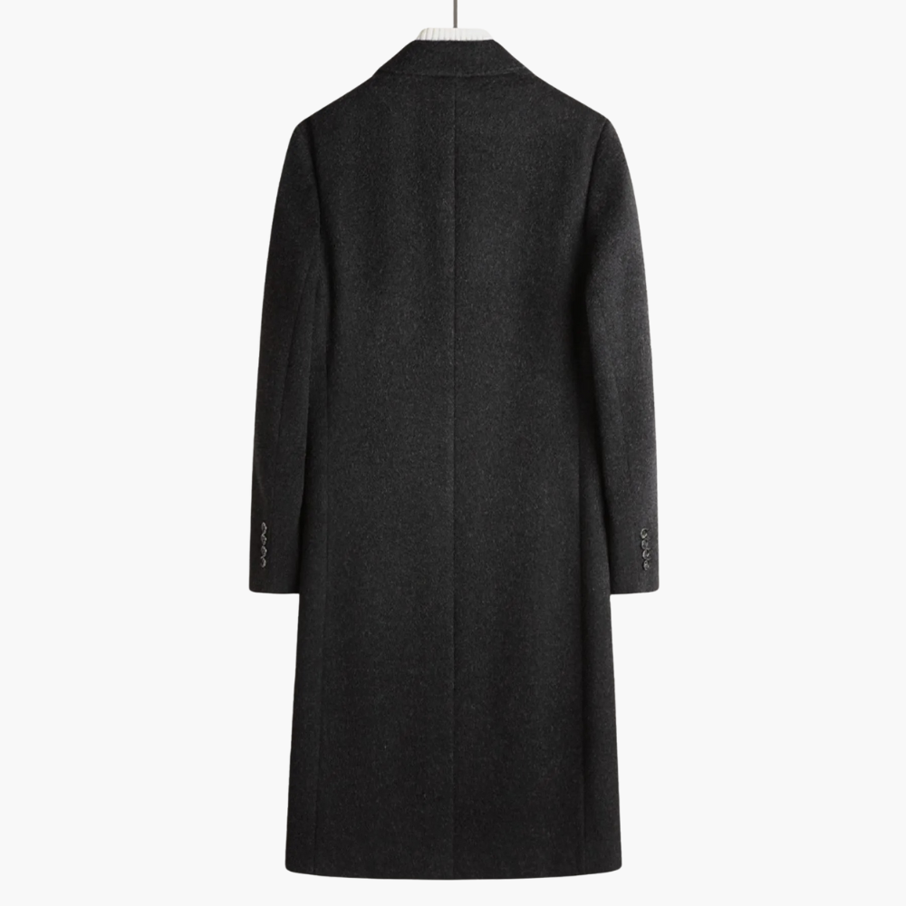 Double-Breasted Wool Blend Overcoat