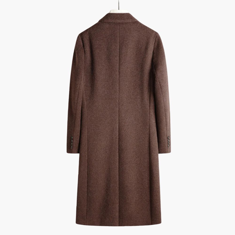 Double-Breasted Wool Blend Overcoat