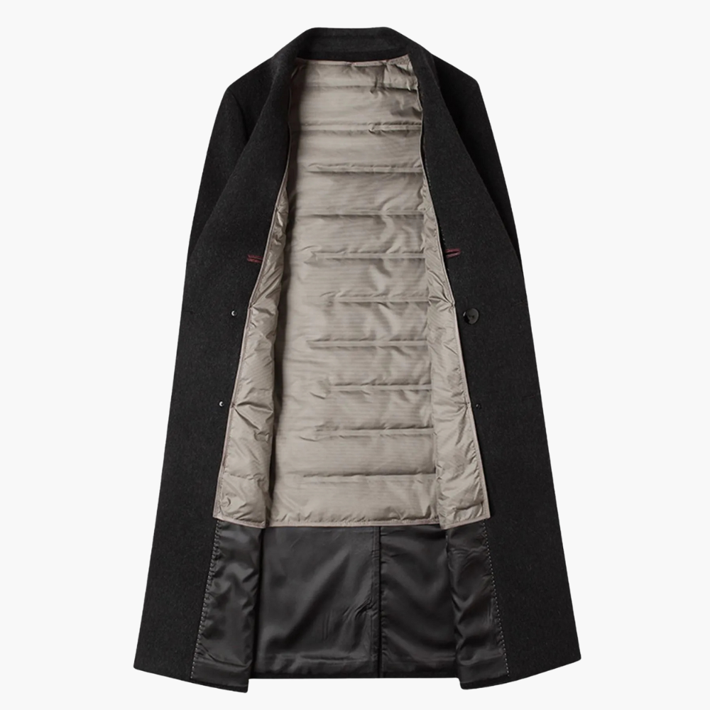 Double-Breasted Wool Blend Overcoat