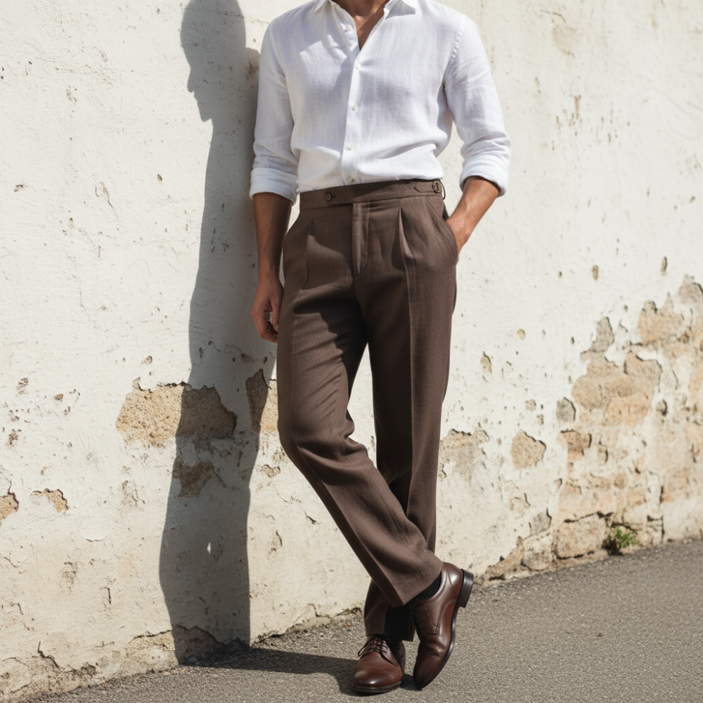 100% Linen Pleated Trousers